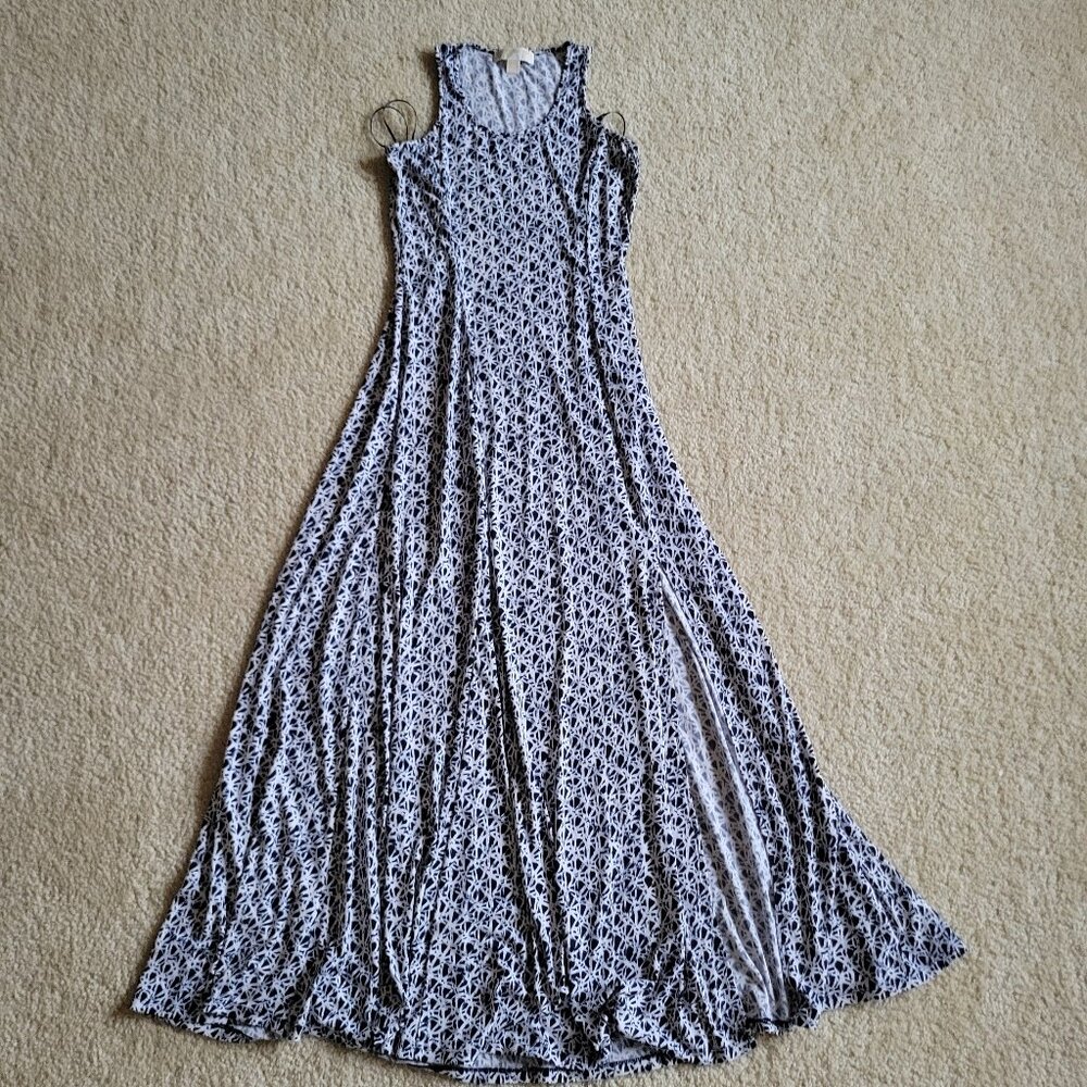 Michael Michael Kors Chic Black White Maxi Dress XS Sleeveless Fit Flare Casual